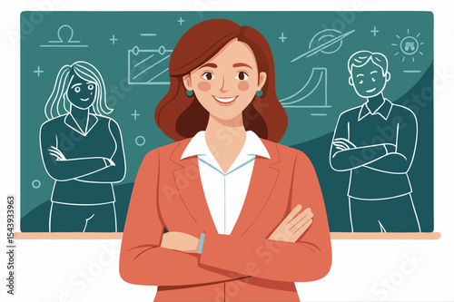 teacher in front of blackboard
