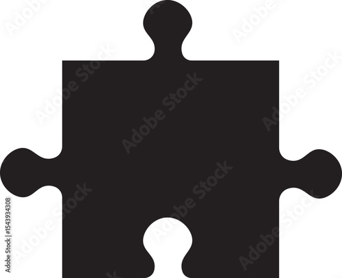 Puzzle piece icon. Simple black jigsaw puzzle piece silhouette icon isolated on transparent background. Vector design template. Business presentation concept. Vector illustration. EPS 10