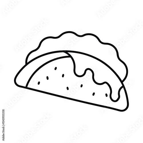 Fish tacos with sauce drizzle in fine line art Vector illustration
