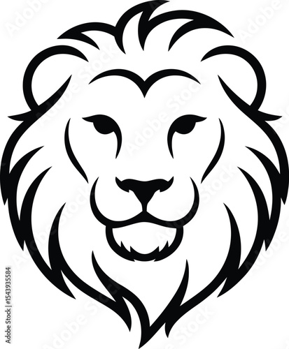 A stylized black and white lion head logo on a plain light gray background