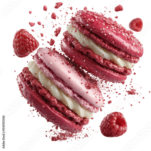 Wallpaper Mural Delicious raspberry macarons dessert sweet treat bakery confection food isolated on transparent background Torontodigital.ca