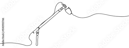 Continuous line boom microphone Simple art lines on transparent background, editable strokes.
