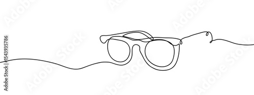 Continuous line, glasses, sunglasses Simple art lines on transparent background, editable strokes.