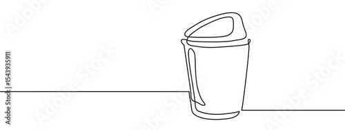 Continuous line, small trash can Simple art lines on transparent background, editable strokes.