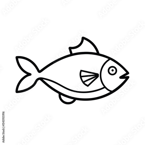Fried catfish with lemon slice in clean line art Vector illustration