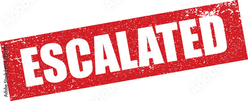 Red Escalated Rubber Stamp Word Text Written in Grunge Vector in Sharp Border, Vintage, Transparent Background, Svg, Png	