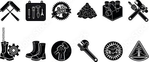 Labor Day Elements Set Vector shilhoyti on a transparent Background