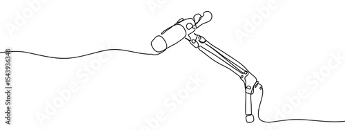 Continuous line boom microphone Simple art lines on transparent background, editable strokes.
