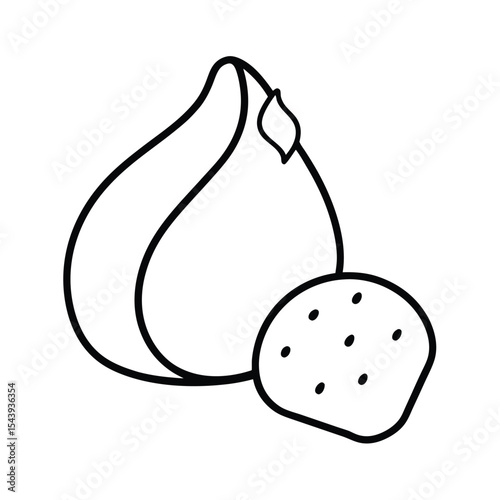 Garlic bread with cheese in bold line style Vector illustration