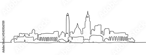 Continuous line, Washington, D.C. Simple art lines on transparent background, editable strokes.
