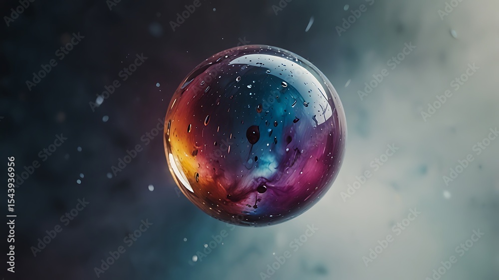 Fototapeta premium Cosmic Orb A mesmerizing digital art piece depicting a vibrant sphere floating in a nebula