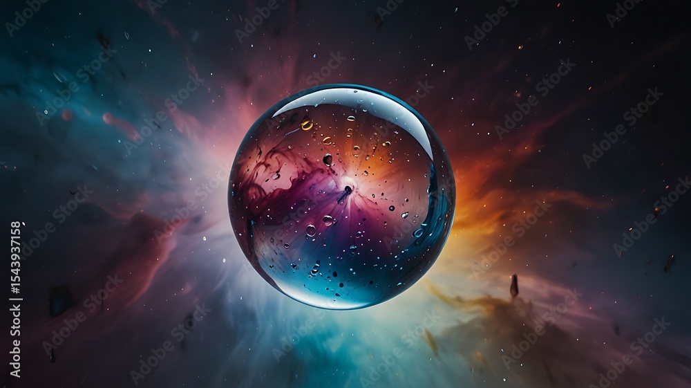 Obraz premium Cosmic Orb A Glass Sphere Encapsulating a Vibrant Nebula