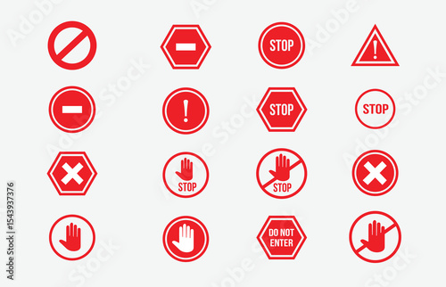 vector stop sign icon. No sign,  warning isolated