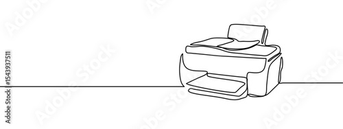 Continuous line printer Simple art lines on transparent background, editable strokes.