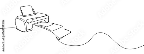 Continuous lines, printers and documents Simple art lines on transparent background, editable strokes.
