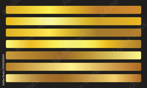 Luxury Metallic Gold Gradient Stripes – Premium Swatch Palette Collection - Golden Color - Golden Gradient Color 