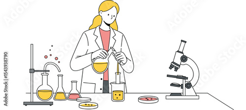 Female Scientist Conducting Laboratory Experiment, Research and Development, Scientific Discovery, Chemistry Lab Work, Medical Innovation, Educational Science, Biotechnology, Pharmaceutical 