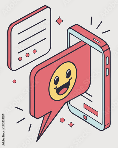 Mobile Messaging and Emoji Reaction – Online Chat Communication Illustration