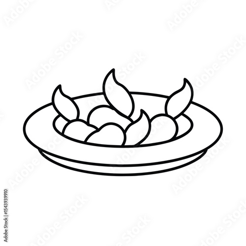 Line art of tempura platter in elegant smooth lines Vector illustration