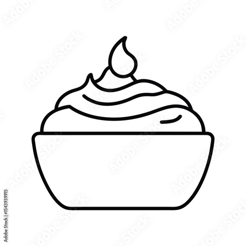 Line art of tiramisu with dusting on top Vector illustration
