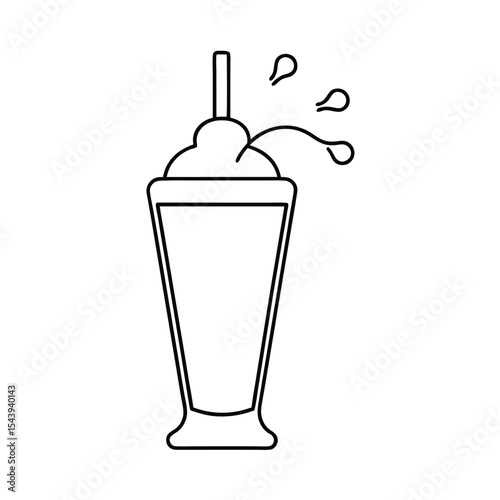 Line drawing of cocktail shaker with drink splash Vector illustration