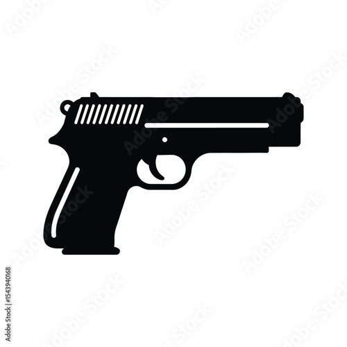Black Silhouette Handgun Pistol Icon Weapon Clipart Firearm Graphic SelfDefense Image