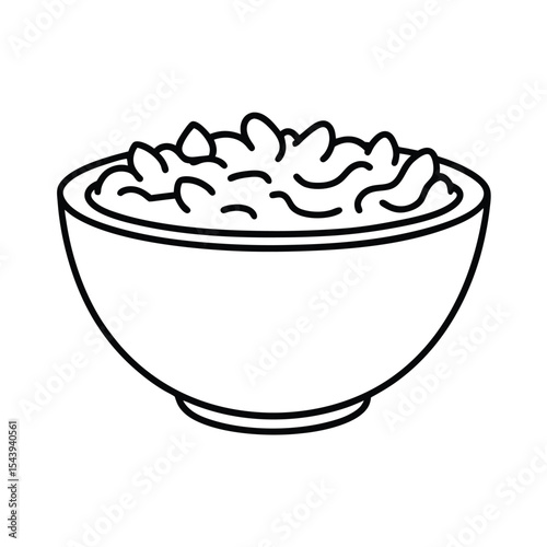 Mac and cheese bowl in smooth line art Vector illustration