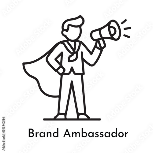 Line art Brand Ambassador illustration superhero cape megaphone