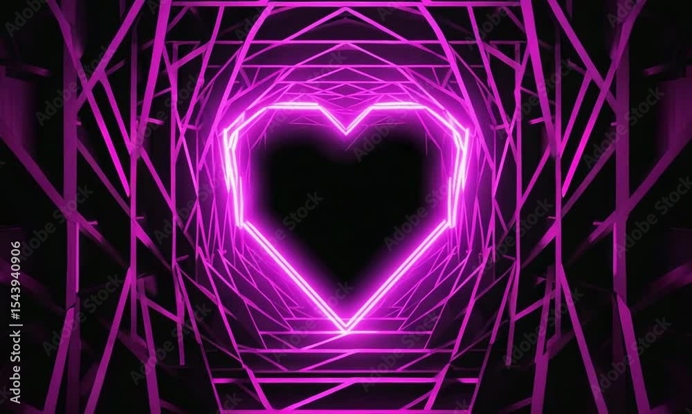 captivating visuals in a glowing pink heart tunnel