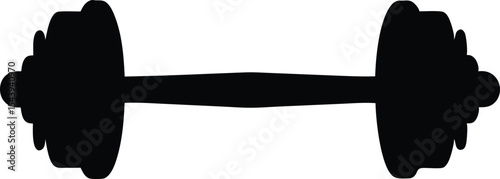 Barbell silhouette, Dumbbell weight vector, Gym dumbbell icon