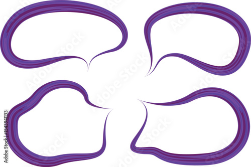 purple color abstract thick outline curve speech bubbles