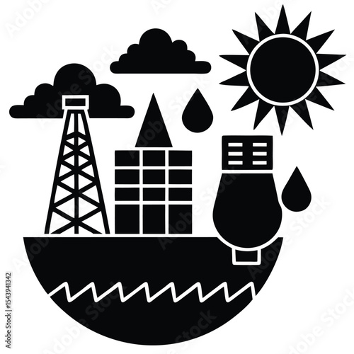 Energy Efficiency Graphic Elements with Green Energy Icons and Sustainable Design Concepts