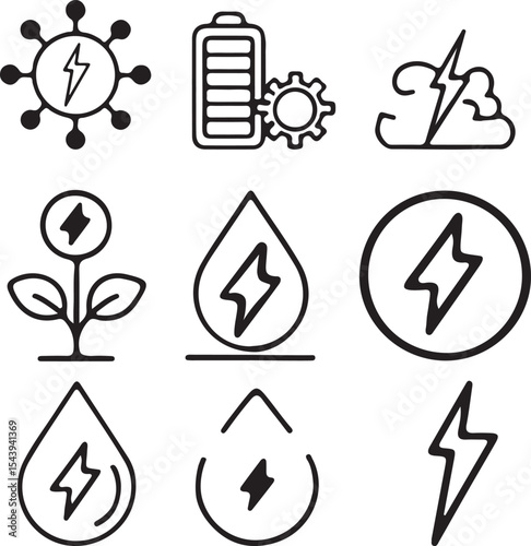  Renewable energy icons vector set