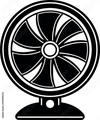 Portable Fan Icon Vector Silhouette On White Background