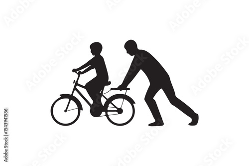 Flat design father and son silhouette.