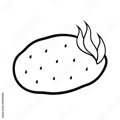Naan bread with charred texture in clean line art Vector illustration