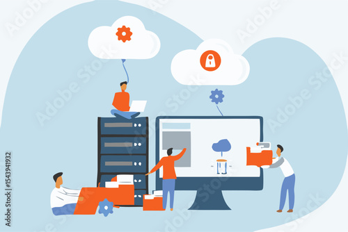 Business people collaborating on laptops, business smart working with online video conference meeting concept and business team  working from anywhere with internet wireless technology.