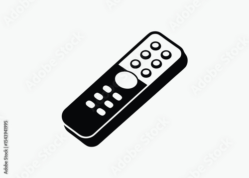 tv remote silhouette, black and white vector, electronic device icon, simple controller illustration