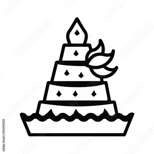 Nachos tower with cheese and jalapenos in bold lines Vector illustration