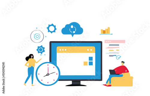 Business team charts success with a marketing graph concept. business team meeting for planning business marketing concept and analytics financial graph report concept. vector design.
