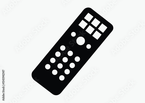 tv remote silhouette, black and white vector, electronic device icon, simple controller illustration