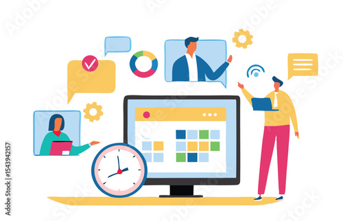 Business team charts success with a marketing graph concept. business team meeting for planning business marketing concept and analytics financial graph report concept. vector design.