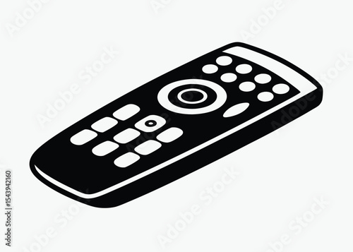 tv remote silhouette, black and white vector, electronic device icon, simple controller illustration