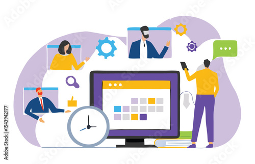 Business team charts success with a marketing graph concept. business team meeting for planning business marketing concept and analytics financial graph report concept. vector design.