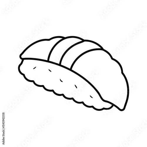 Nigiri sushi piece with wasabi in smooth line art Vector illustration