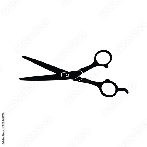 Black silhouette of hair cutting scissors barber shears salon tool