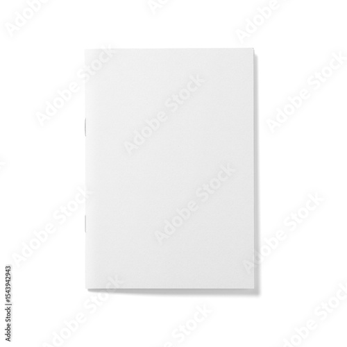 A blank white notebook, ideal for writing or sketching ideas.