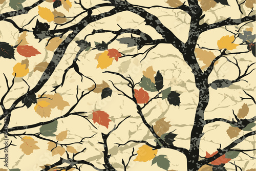 Realistic forest camouflage. Seamless pattern. Vector camouflage pattern. Deer hunting background. Conifer tree, branches and leaves. Useable for hunting and military purposes.