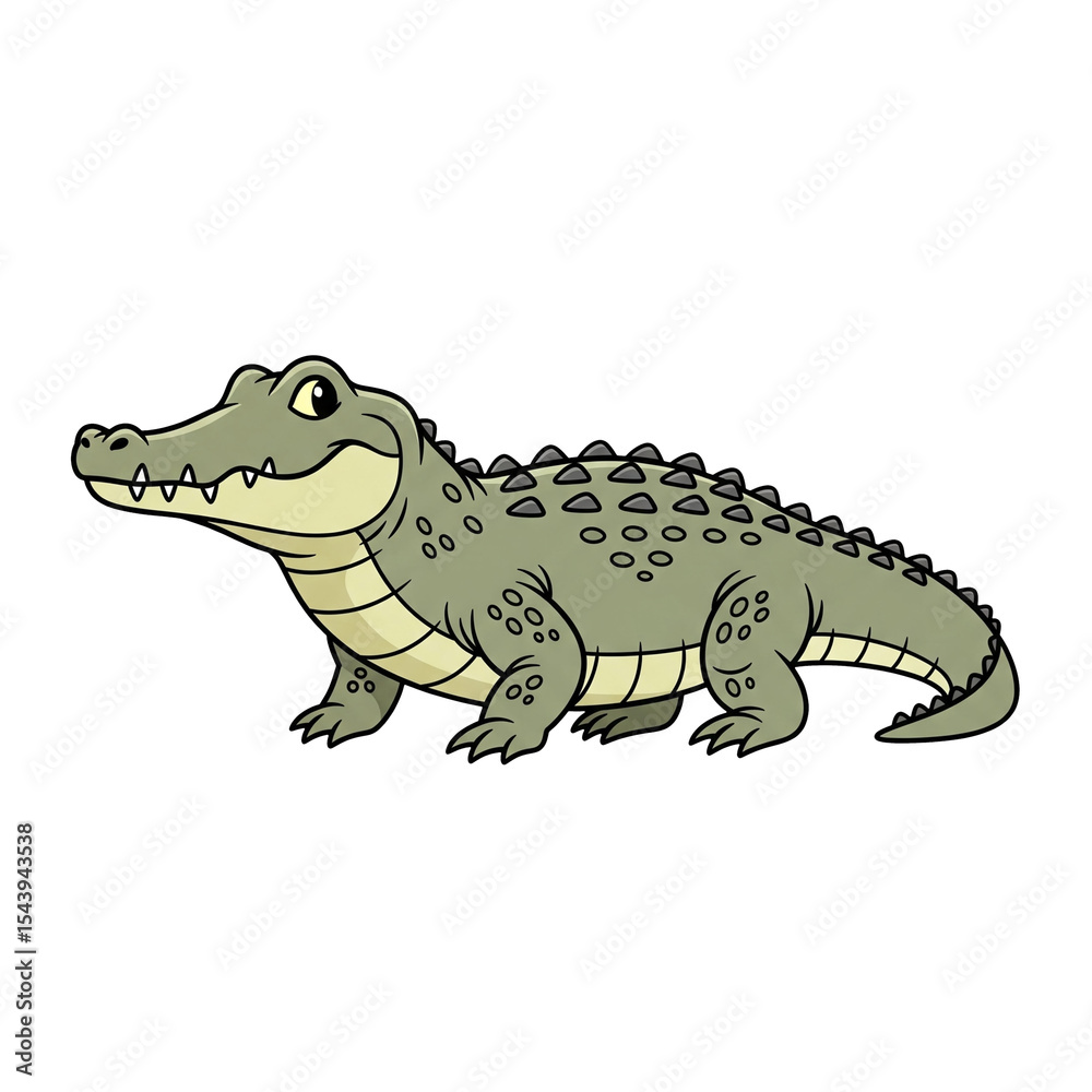 Fototapeta premium Adorable Cartoon Crocodile Illustration HD Quality Image
