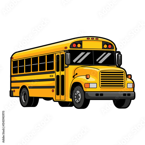 Vector illustration of a yellow school bus isolated on white background
